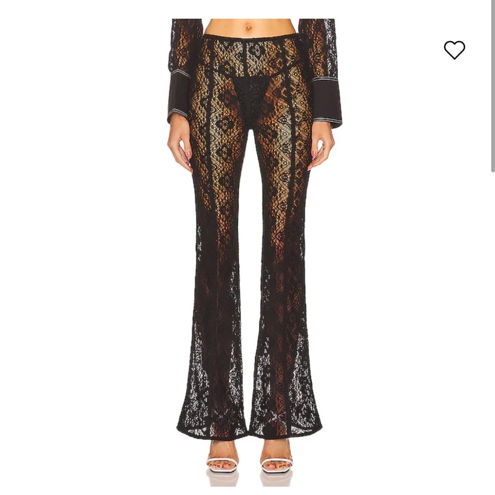 NWT Ganni Black Lace Flared Pants